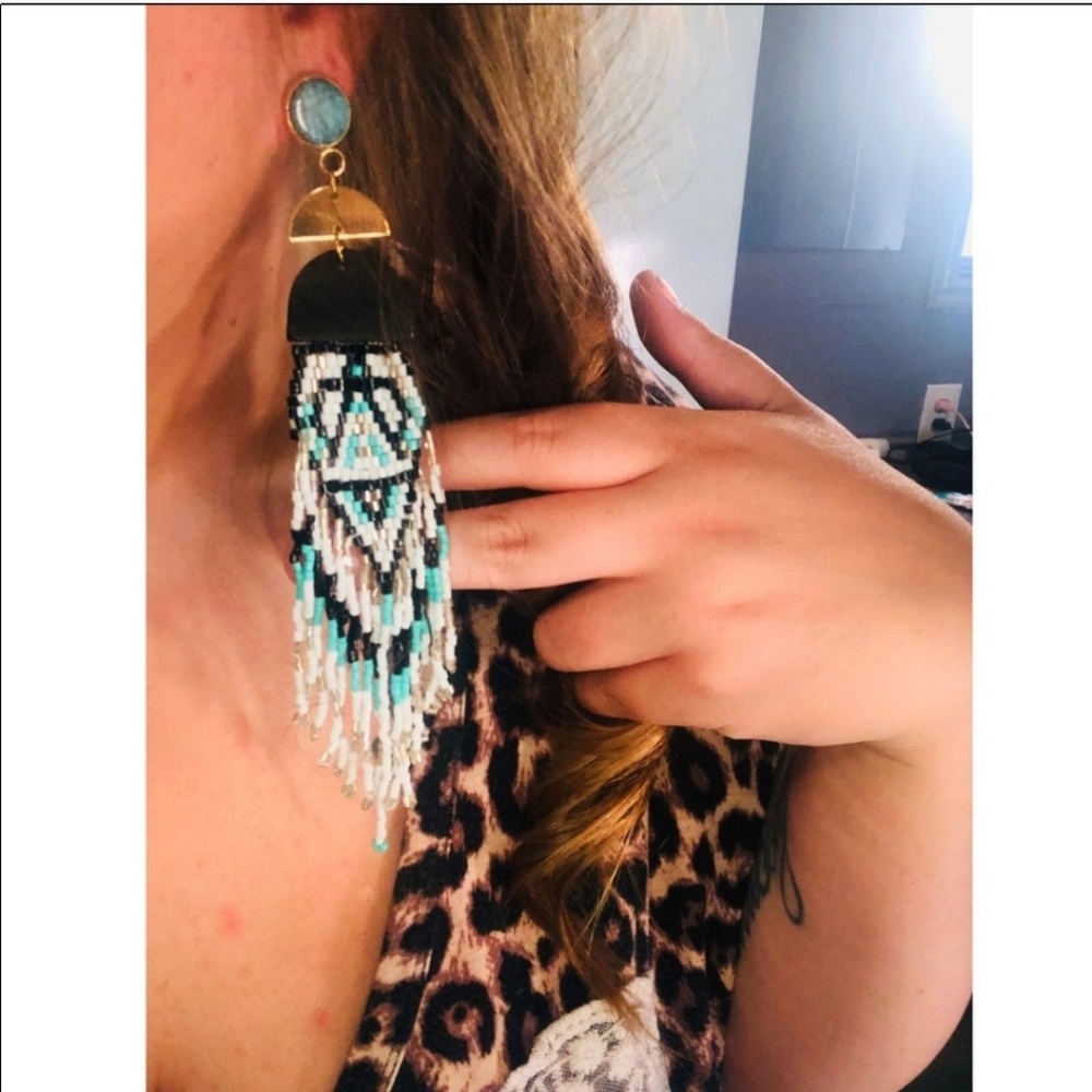 Boho Beaded Dangle Earrings - Picture 4 of 4